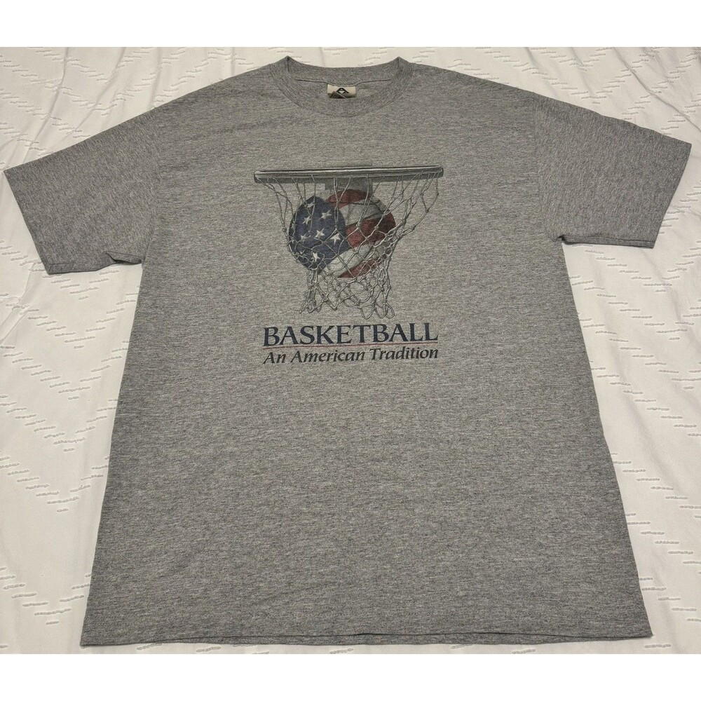 Basketball American Tradition T-Shirt Mens Size Large AAA Y2K USA 4th of July